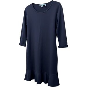 Draper James Navy Ponte Scallop Ruffle Hem Dress Nautical Coastal Preppy M